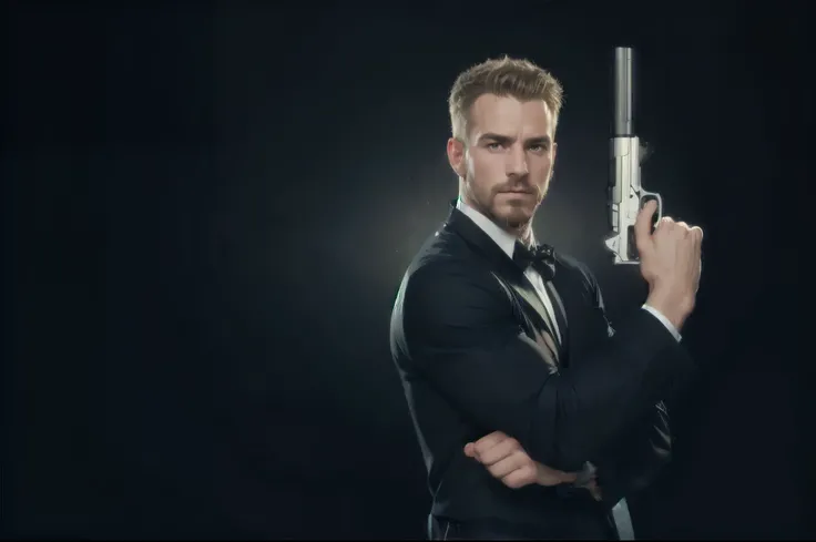 Hd quality, 8k, ultra realistic skin, big muscle, chubby fat, big breast, huge pecs, female breast, beard, big body, big dick, man handling a gun