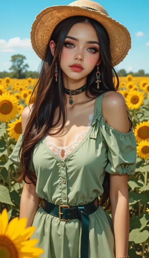 one female, ((Highest quality)), ((masterpiece)), (detailed), ((very detailed face)), High resolution photograph, full body portrait, slim face, pretty woman, (dark brown long hair), brown eyes, detail eyes, double eyelids, (Beautiful Delicate Eyes and Lip...