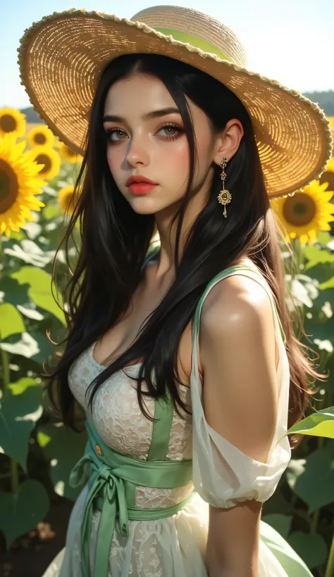 one female, ((Highest quality)), ((masterpiece)), (detailed), ((very detailed face)), High resolution photograph, full body portrait, slim face, pretty woman, (dark brown long hair), brown eyes, detail eyes, double eyelids, (Beautiful Delicate Eyes and Lip...