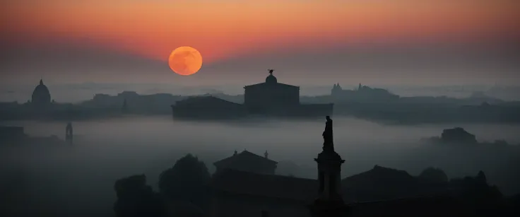 avatar/Silhouette (are not the face, and the symbol is, for example,, a translucent figure in the fog). soft silhouette | twilight | floating aura | deep dreamscape | translucent face. Ancient Rome at night, full moon high in the sky, starlit background, d...