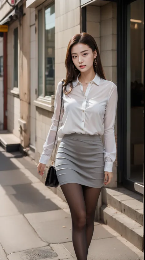 very resolution，Top Queries， Nice Girl ， ear studs ， Clear Eyes ， normal face ，Gloss on lips ，Perfect Face，white skin，perfect ，big ，Charming Legs ，Pantyhose， gray office mini skirt，high heels on the boat，Street