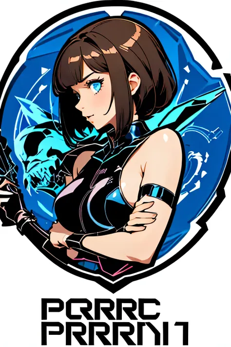 Legal Porno porn studio logo . The logo depicts the silhouette of a naked brown-haired girl with a bob hairstyle and blue eyes .