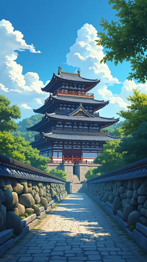highdefinition images,Before Osaka Castle was built（Osaka Hongan-ji Temple）Ukiyo-e、Picturesque Backgrounds、Digital Images、Shining against a high-resolution background、A temple older than an ancient castle、非常に詳細なDigital Images、High resolution digital painti...