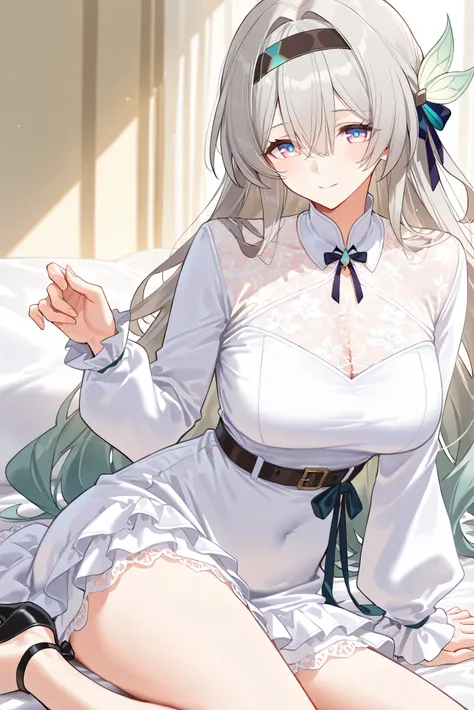score_9, score_8_up, score_7_up, masterpiece, best quality, very aesthetic, absurdres, tunning image, attractive image, 1girl, adult grown woman, solo, firefly \(honkai: star rail\), purple eyes, grey hair, hair between eyes, very long hair, hair intakes, ...