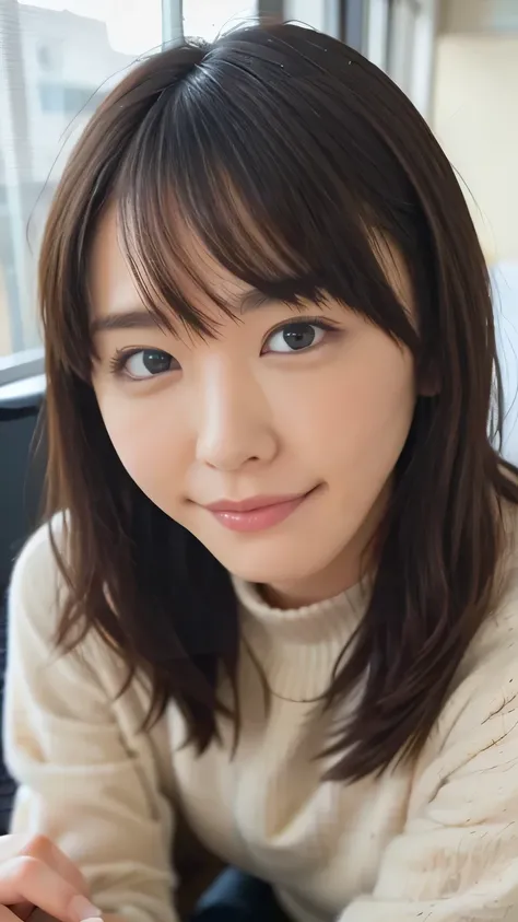 young Japanese female idols in the office with detailed faces, Intricate Details, very detailed, sharp concentration, solo, one woman, face focus, focus on face、face close-up, Looking At Camera, detailed faces with ofisu, detailed eyes, Alluring eyes,  Nat...