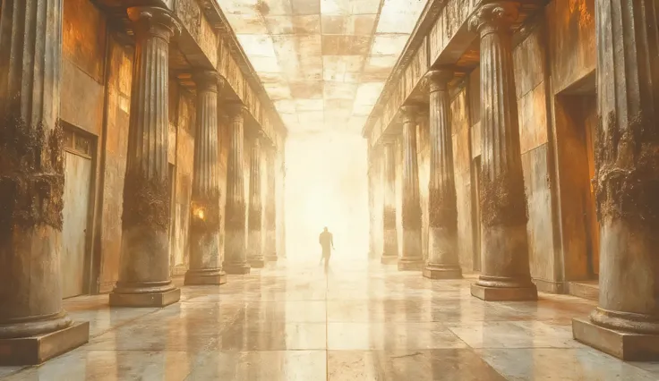Liminal, an endless hall, high detail, masterpiece.
