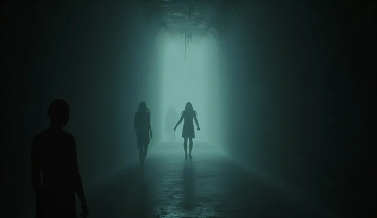Liminal, an endless hall, dark surreal, nightmare, horror aesthetic, high detail, masterpiece.