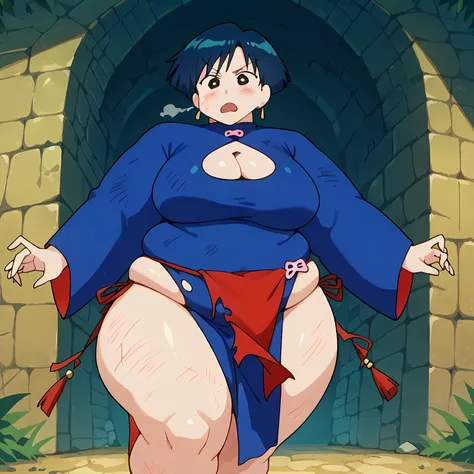 score_9, score_8_up, score_7_up, score_6_up, score_5_up, score_4_up,source_anime,anime screencap,uncensored,1girl,big breasts,glistening body,shiny_skin,dewy skin,BREAK
 burirururu, short hair, blue hair, earrings, bangs, black eyes,blue chinese clothing, ...