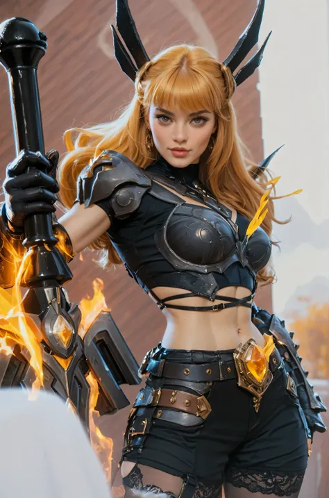 Realistic, medium breasts, very long golden hair, sexy body, slim waist, athletic, Magik
