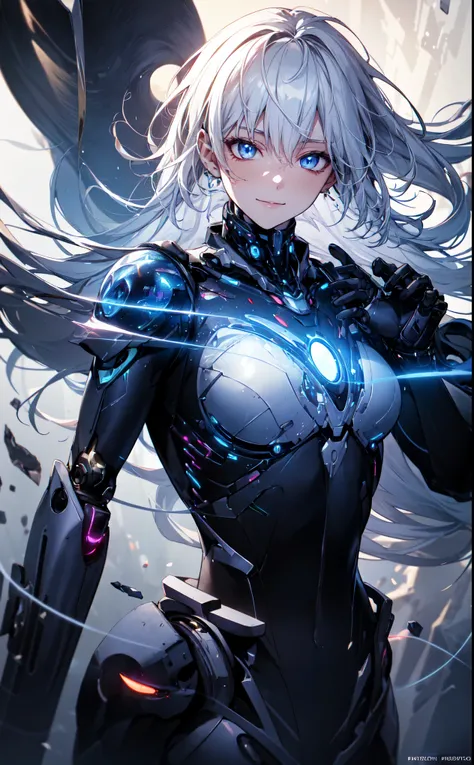 photorealistic, masterpiece, best quality, (detailed anime, video game art, extremely detailed CG unity 8k wallpaper), (best quality), (best illustration), (best shadow), absurdres, realistic lighting, (Abyss), solo, small smile, glowing blood, upper body ...