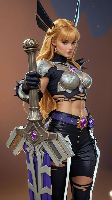 Realistic, medium breasts, very long golden hair, sexy body, slim waist, athletic, Magik