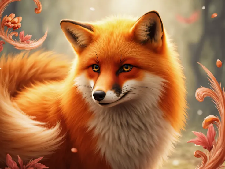 beautiful , very detailed, delicate, dynamic, Digital Painting, コンセプトArt, focused smoothness, sharp, Art, Professional portrait of a red fox by Khan Griffith and Vadim Kassin