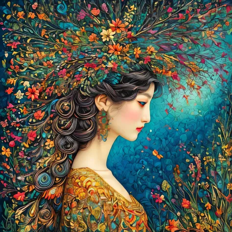 Greek goddesses、ゼンタングルArt 、 beautiful expression 、(znchn style:1.4)、 official 、masterpiece、 Beautiful Face、joy、joy、A cute image character for the investment community called affluence 、 floral 、Art、Awareness-raising、 Delicate Colors 、 profile、 Delicate ...