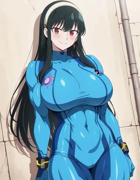 傑作、best quality、best resolution、best image quality、amazing quality、 very aesthetic、 absurdres、anime coloring、1woman、、yor briar、solo、black hair、long hair、sidelocks hair、red eyes、white hairband、covered breasts、huge breasts、cleavage、very large breasts、covered...
