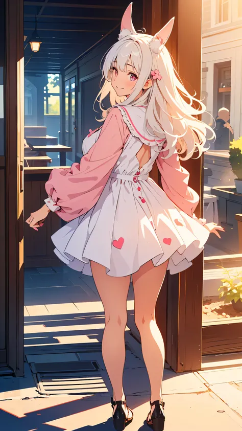 This is an illustration of a Woman with rabbit ears, The Woman is spoiled and clumsy, masterpiece, top quality,  blurry background,  (( fine line drawing :1.3)), 非常にdetailsな,  details, high resolution, 8K Wallpaper, perfect dynamic composition:0.5, biologi...