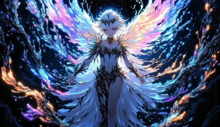 (masterpiece:2), (photography), (high detailed:1.7), Hyperrealistic photo of three-fighting-on-space: a cute (princess, mermaid, woman).blend(0.2,0.8,0.7), wearing an {__armor__|cyberpunk|medieval|steampunk|fantasy|ghotic} , white accents, swimming and dod...
