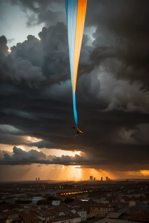 kite flying, high in the sky, colorful kites, kite competition, dramatic clouds, stormy weather, dynamic wind, vibrant colors, dramatic lighting, cinematic atmosphere, photorealistic, 8K, HDR, professional photography, masterpiece, ultra-detailed, sharp fo...