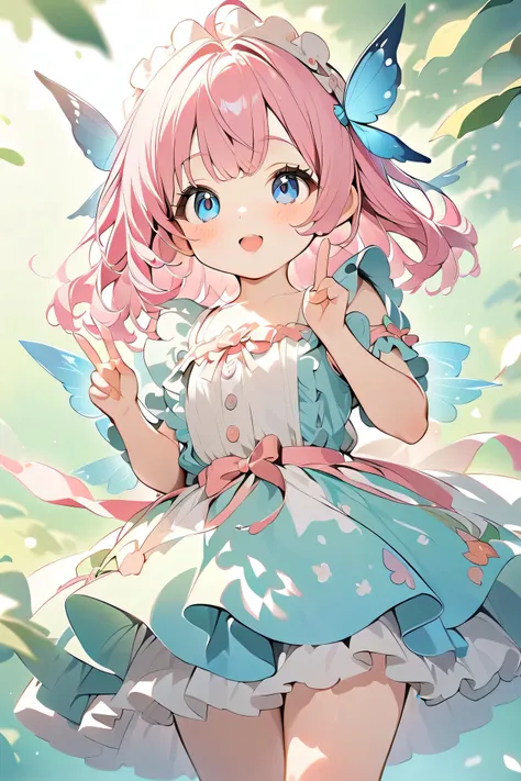 top quality、high resolution、(High Definition:1.4)、masterpiece、Detailed Background、very detailed face、Natural Light、bright colors、shallow depth of field、HDR effects 、Big breasts、(multiple little fairies:1.3)、fantastic、Sweets Costumes、cuteコスチューム、Fairies Wear...