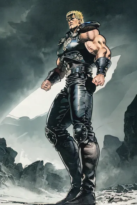 (masterpiece:1.3), top quality:1.4, 8k Wallpaper, high resolution,  depth of field:1.3, perfect lighting,   Cinematic Shadows, Highly detailed wilderness background, BREAK
 (Super Perfect Human Head Face Fingers Arms Legs),  solo, 
 Fist of the North Star、...
