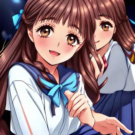 (highest quality, masterpiece:1.2), highest quality, High resolution, 1080p, 8K, ((too beautiful) (too pretty) (noble decorous well-behaved) (student council president and members) of (((most beloved))) (love-story comic heroine), face up, calling me with ...