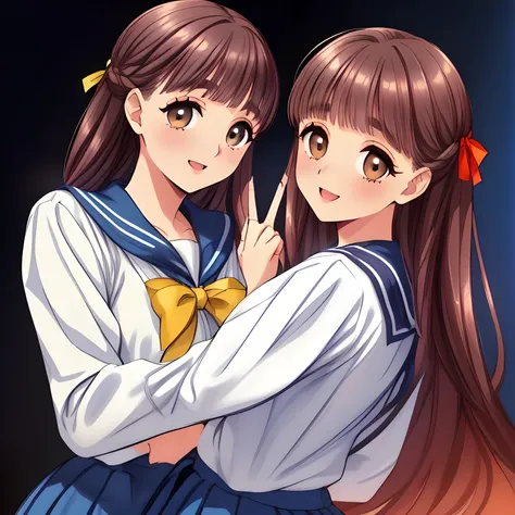 (highest quality, masterpiece:1.2), highest quality, High resolution, 1080p, 8K, ((too beautiful) (too pretty) (noble decorous well-behaved) (student council president and members) of (((most beloved))) (love-story comic heroine), face up, calling me with ...