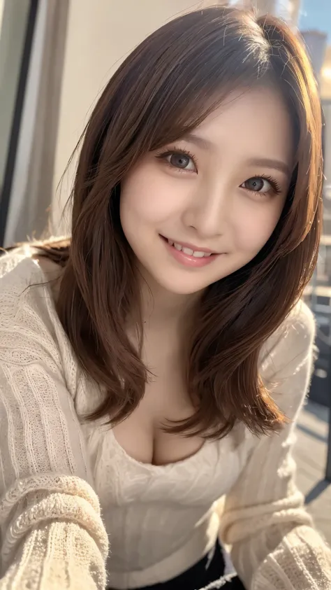  No.debt.S.W.、top quality、takes only a disorganized、Super Detailed、fine、high resolution、8K Wallpaper、face close-up、perfect dynamic composition、Beautiful and clear eyes、gorgeous knitted Korean winter clothes、Skirts、cuteヘアスタイル、Bashibashi、(princess cut hair)、...