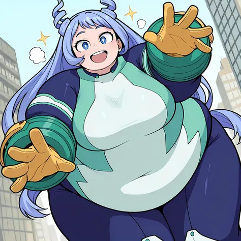 high resolution picture, masterpiece, best quality, amazing quality, official art,  hado_nejire from My Hero Academia , 1girl,nejire hadou, blue eyes, blue hair, long hair, medium breasts    (flat colors, pastel colors)        detailed hands, visible finge...