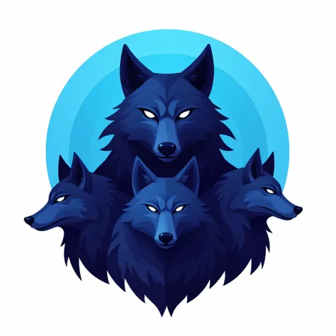 ArsMJStyle, Flat Cartoon Illustration,Create a black and blue wolf pack logo
