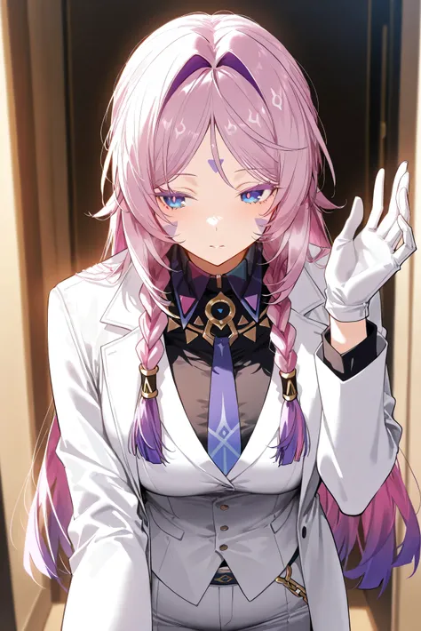 score_9, score_8_up, score_7_up, masterpiece, best quality, very aesthetic, absurdres, tunning image, attractive image, 1girl, solo, adult grown woman, citlali \(genshin impact\), pink hair, purple hair, multicolored hair, twin braids, hair intakes, blue e...