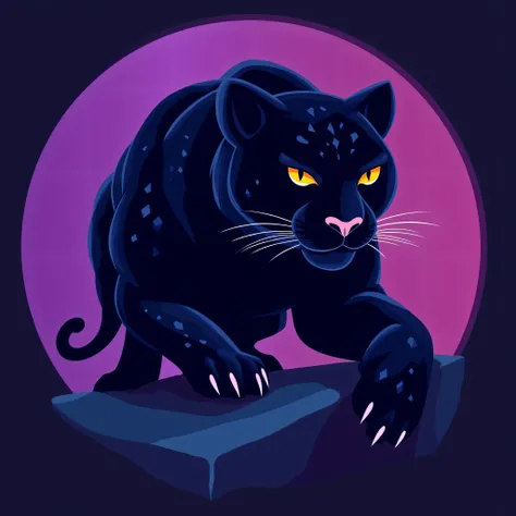 ArsMJStyle, Flat Cartoon Illustration,Create a black and purple panther logo