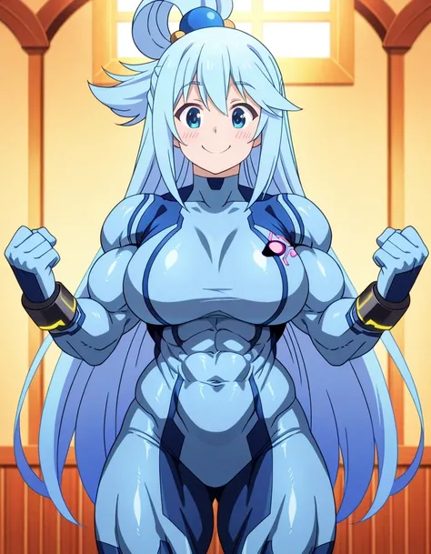 傑作、best quality、best resolution、best image quality、amazing quality、 very aesthetic、 absurdres、anime coloring、anime screencap、1girl、konosuba aqua、、aqua \(konosuba\)、solo、blue hair、long hair、very long hair、blue eyes、hair ornament、single hair ring、hair bobble...