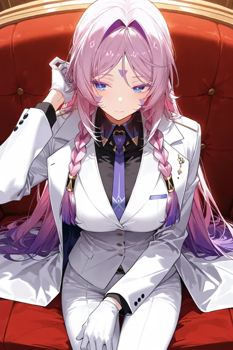 score_9, score_8_up, score_7_up, masterpiece, best quality, very aesthetic, absurdres, tunning image, attractive image, 1girl, solo, adult grown woman, citlali \(genshin impact\), pink hair, purple hair, multicolored hair, twin braids, hair intakes, blue e...