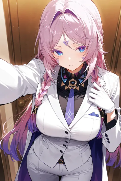 score_9, score_8_up, score_7_up, masterpiece, best quality, very aesthetic, absurdres, tunning image, attractive image, 1girl, solo, adult grown woman, citlali \(genshin impact\), pink hair, purple hair, multicolored hair, twin braids, hair intakes, blue e...