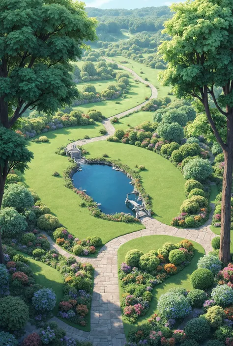 Aerial view of a beautiful garden with future wishes