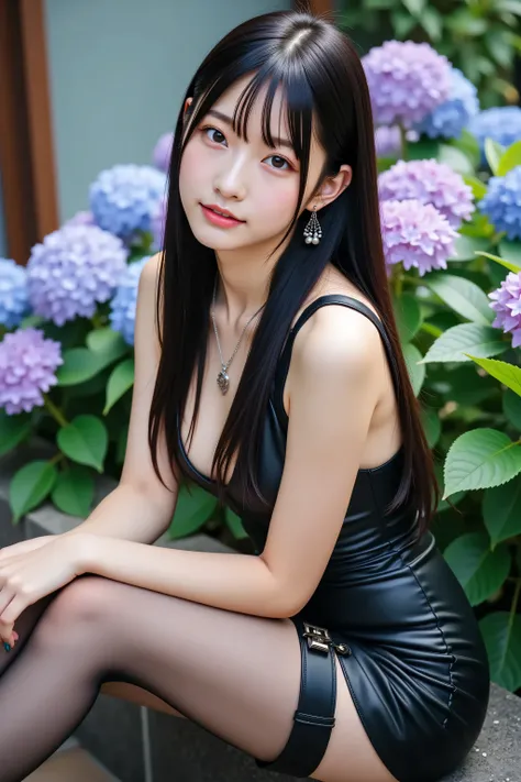 ,,,,,A mesmerizing ultra-high-resolution 8K portrait of an elegant 18-year-old Japanese woman with sleek, long black hair, embodying timeless beauty and sophistication. She wears a stunning designer dress with intricate textures, paired with delicate short...
