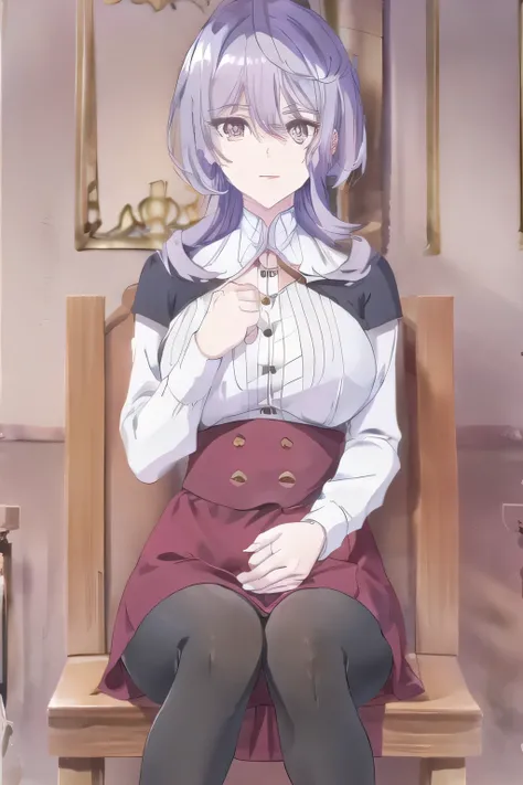  ，A woman with a lovely smile，（brown hairショート）brown hair，Please draw an office lady， dark blue suit ，white blouse，dark blue tight miniskirt、Crimson Hair、Crimson Hair，big boobs，big boobsでもウエストが細い，，face is absolutely necessary，Alone，      city tour      ,   ...