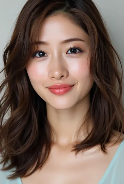 ISHIHARASATOMI,looking at viewer, beautiful skin, beautiful eyes, beautiful face, make up, masterpiece, Super Details, Best lighting, Realistic and Realistic Pictures, high definition RAW color pictures, slightly smile, highly detailed eyes, asian, long wa...