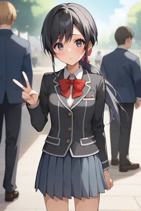 
score_9, score_8_up, score_7_up, Source_Anime, nsfw，masterpiece, top quality, Super Detailed, high resolution, セミリアリスティックなAnimeスタイル, Japanese middle school student's，like々Funny face，face， big head，Short Height, skinny，SHORT LEGS，wearing a gray 2-button bl...