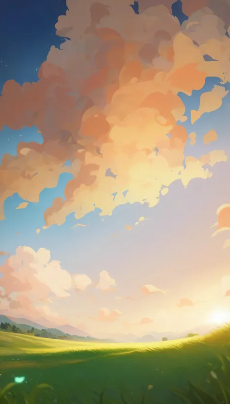 (Masterpiece, High rendering, High quality, Ultra detailed, Epic lighting, Cinematic composition, particle fx, isometry:1.2), score_9, score_8_up, score_7_up, Tag1, Tag2, Absurd res, Large grassy field, Beautiful sky, a daikon, view from below, anime, 