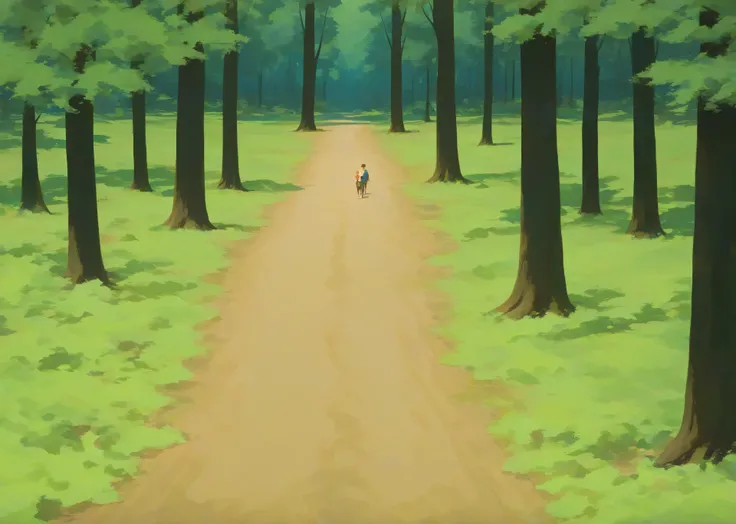 there is a drawing of a path in the middle of a forest, forest path, romantic simple path traced, soft forest background, forest trail, forest outside, forrest background, painting of a forest, at a forest. digital art, path into lush forest, path through ...