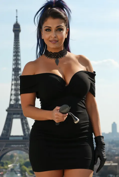 SEXIEST 50YO MATURE MILF AISHWARYA RAI as (((SEXY SENSUOUS MATURE MILF))), (((FLIRTATIOUS MISCHIEVOUS SMIRK))), ((((HEAVY SMOKY EYES MAKEUP WITH ARCHED EYEBROWS AND "MILF" CHOKER IN NECK)))), (((MESSY HIGH PONYTAIL SLICKED BACK HAIR WITH BLUE COLOURED HIGH...
