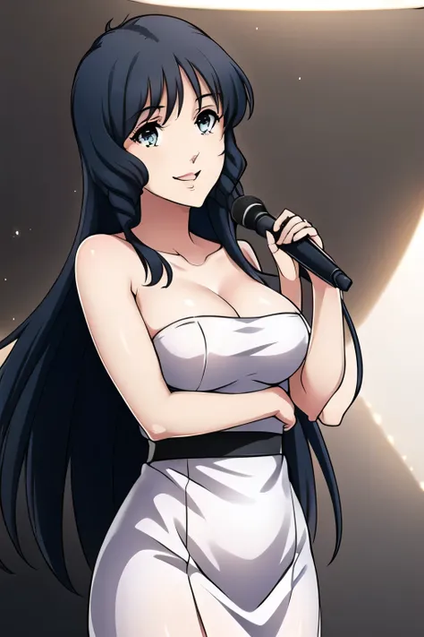  Drawing a woman singing in space，chasing Zentradi's battleships，There are lots of battleships，Draw a woman in a white dress,the soldiers of Zentradi's army are amazed,A woman singing with a lovely smile    ，，face is absolutely necessary,accurate hand and ...