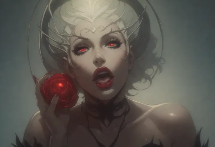 Seductive creature. be half angel, half devil. Obsidian skin. unhealthy appearance. dnd character.  dnd.