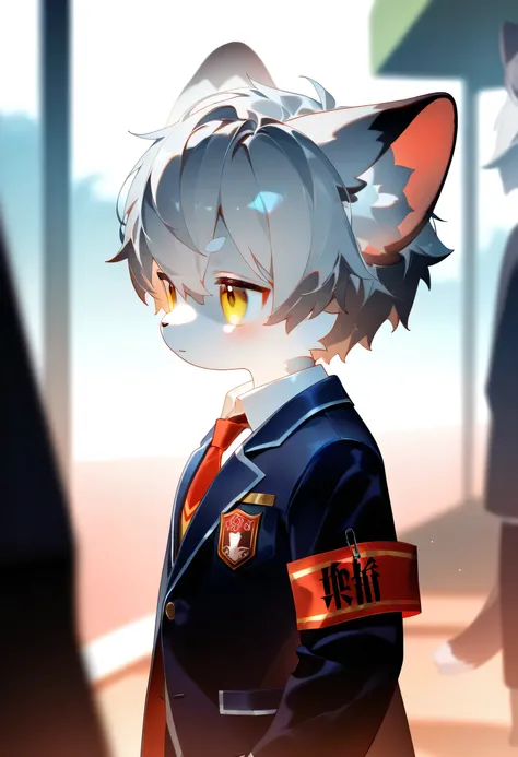 (lv1  _ Rubily ), xi410,  748 cm , alens      , nyalia  , Advantages ,   1 boy  ,  unique ,  Furry,   cute, beast,   Masterpiece,  best quality, Very detailed,with gray hair and gray fur , cat,,participate, Furry毛 ,Drop ears , unique,trend, Blurred backgro...