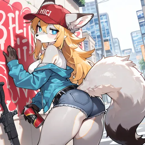 (Side Angle) (  solo:1.5,   solo character:1.5) (Adult:1.2, Expires :0.9, female, girl, Hot, big Tail, thick Tail, fluffy Tail, broad shoulders:1.1) [big eyes:1.4], (round Face:1.4,   blue eyes, Outstanding Student , cute:1.1, long hair,  medium breasts , ...