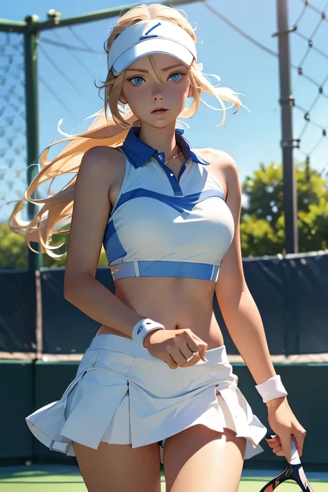 Beautiful blue-eyed blonde .  she is 23 years old  . Plays a tennis match on the court at a big tournament