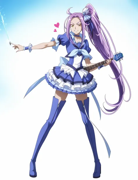 score core 8 up、score 7 up、source anime、傑作、best quality、best resolution、best image quality、Very detailed face、Very detailed eyes、Extremely detailed、anime coloring、1boy、cure beat is a male、(male:1.5)、male character is wearing a navy blue dress、solo、purple h...