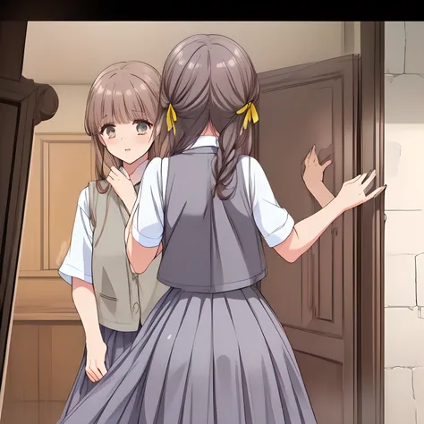 (highest quality, masterpiece:1.2), highest quality, High resolution, 1080p, 8K, (a group of (too beautiful) (too pretty) (so noble decorous well-behaved) (((most beloved))) (Japanese girl's love-story comic heroines) are putting hair into twin braids, get...