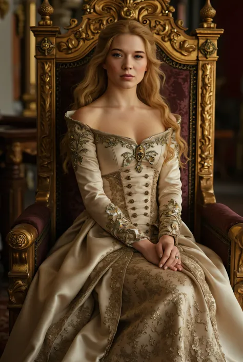   (RAW Photo, Best Quality), (Realistic, Photo Realistic: 1.3), Best Quality, Highly Detailed, Masterpiece, Hyperdetail, Realistic photo shot, realistic photo of a   whore , makeup,  ,  blonde hair , ((  satin cotton fantasy laced maxi gown inspired by Mid...