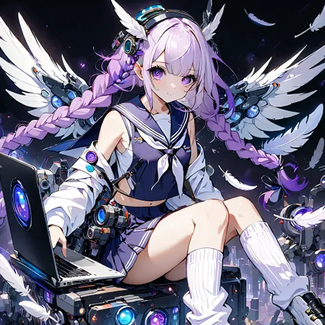 super detailed eyes、Shining Eyes、(top quality:1.2, very detailed, High Details, High Contrast, masterpiece:1.2, top quality, Best Aesthetics), 1 female, (((sailor suit that binds the length、loose socks、loafers ))), exposes your shoulders, ((milky white a...